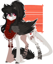 Size: 1105x1321 | Tagged: safe, artist:tay-niko-yanuciq, oc, oc only, oc:xanderine, original species, clothes, scarf, simple background, solo, transparent background