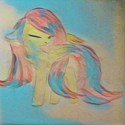 Size: 580x580 | Tagged: safe, artist:midnightscram, fluttershy, pony, g4, female, floppy ears, looking at you, no mouth, one eye closed, solo, turned head