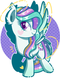 Size: 900x1171 | Tagged: safe, artist:xwhitedreamsx, oc, oc only, oc:glitter glam, pegasus, pony, commission, female, mare, raised hoof, smiling, solo, spread wings