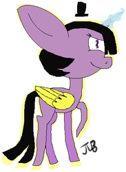 Size: 348x475 | Tagged: safe, artist:lavenderheart, twilight sparkle, alicorn, pony, g4, bill cipher, crossover, female, glowing horn, gravity falls, horn, impossibly large ears, male, ms paint, simple background, solo, twilight sparkle (alicorn), white background