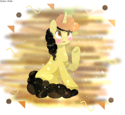 Size: 4753x4364 | Tagged: safe, artist:asika-aida, oc, oc only, pony, unicorn, absurd resolution, commission, female, mare, open mouth, raised hoof, sitting, solo