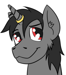 Size: 879x994 | Tagged: safe, artist:wcnimbus, oc, oc only, pony, unicorn, horn, horn ring, male, request, ring, smiling, solo, stallion