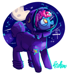 Size: 1173x1225 | Tagged: safe, artist:burrburro, oc, oc only, pony, astronaut, female, filly, simple background, solo, space, spacesuit, stars