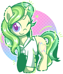 Size: 900x1049 | Tagged: safe, artist:xwhitedreamsx, oc, oc only, oc:dr. switch-a-roo, pony, unicorn, commission, cute, female, heart, looking at you, mare, ocbetes, one eye closed, simple background, solo, transparent background, wink