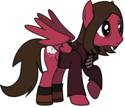 Size: 1279x1099 | Tagged: safe, artist:lightningbolt, derpibooru exclusive, pegasus, pony, g4, .svg available, a fever you can't sweat out, bags under eyes, brent wilson, changeling in the description, clothes, disguise, disguised changeling, frown, male, necktie, panic! at the disco, ponified, raised hoof, sad, shirt, shoes, show accurate, simple background, socks, solo, stallion, suit, svg, transparent background, undershirt, vector, wings