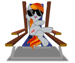 Size: 977x818 | Tagged: safe, artist:dashiesparkle, oc, oc only, oc:tridashie, pegasus, pony, chillaxing, recolor, sitting, solo