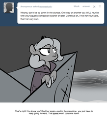 Size: 666x763 | Tagged: safe, artist:egophiliac, princess luna, pony, moonstuck, g4, cartographer's hat-boat, female, filly, grayscale, marauder's mantle, monochrome, solo, tumblr, tumblr comic, water, whirlpool, woona, younger