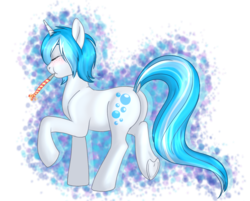 Size: 1023x822 | Tagged: safe, artist:blackblood-queen, oc, oc only, oc:bubble lee, pony, unicorn, cute, eyes closed, female, mare, ocbetes, raised hoof, short hair, simple background, solo, transparent background, underhoof