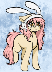 Size: 571x790 | Tagged: safe, artist:moonabelle, oc, oc only, earth pony, pony, bunny ears, female, freckles, mare, solo