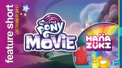 Size: 1200x675 | Tagged: safe, g4, my little pony: the movie, official, apple tree, background, castle, hanazuki, hanazuki: full of treasures, hasbro, hemka, logo, my little pony logo, orange hemka, pony history, rainbow, stars, text, treasure tree, tree, yellow hemka