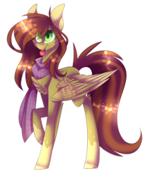 Size: 2071x2425 | Tagged: safe, artist:huirou, oc, oc only, pegasus, pony, clothes, female, high res, mare, raised hoof, scarf, simple background, solo, starry eyes, tongue out, transparent background, wingding eyes