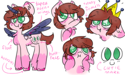 Size: 3907x2344 | Tagged: safe, artist:stargee, oc, oc only, oc:ponysona, pony, fake horn, fake wings, floppy ears, heart eyes, high res, ponysona, reference sheet, solo, wingding eyes