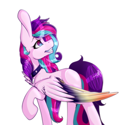 Size: 1024x1073 | Tagged: safe, artist:symphstudio, oc, oc only, oc:azure mular, pegasus, pony, female, mare, raised hoof, simple background, solo, transparent background