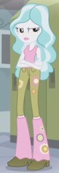 Size: 190x550 | Tagged: safe, screencap, paisley, equestria girls, g4, my past is not today, boots, cropped, door, female, flower, high heel boots, lockers, solo