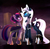 Size: 2480x2408 | Tagged: safe, artist:magnaluna, princess luna, twilight sparkle, alicorn, pony, g4, alternate design, alternate hairstyle, alternate universe, cheek fluff, chest fluff, cloak, clothes, colored pupils, colored wings, curved horn, cute, ear fluff, eye contact, folded wings, high res, horn, implied lesbian, implied shipping, implied twiluna, looking at each other, lunabetes, raised hoof, smiling, twiabetes, twilight sparkle (alicorn), white-haired luna