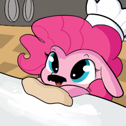 Size: 949x949 | Tagged: safe, artist:tjpones edits, edit, editor:dsp2003, part of a set, pinkie pie, earth pony, pony, g4, animated, chef's hat, cute, daaaaaaaaaaaw, diapinkes, dough, eye shimmer, facial hair, female, floppy ears, flour, gif, hat, moustache, open mouth, pasta pie, smiling, solo, textless, upsies, weapons-grade cute