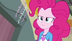 Size: 1904x1090 | Tagged: safe, screencap, pinkie pie, equestria girls, g4, my little pony equestria girls, :|, >:|, cute, female, frown, glare, lidded eyes, madorable, solo, unamused