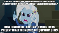 Size: 896x500 | Tagged: safe, edit, edited screencap, screencap, trixie, equestria girls, g4, doll, equestria girls minis, female, image macro, jealous, meme, solo, toy, trixie yells at everything, trixie's eqg demands