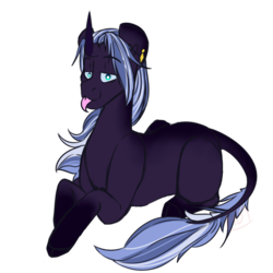 Size: 1000x1000 | Tagged: safe, artist:cinnamonsparx, oc, oc only, pony, unicorn, male, prone, simple background, solo, stallion, tongue out, transparent background