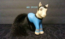 Size: 960x576 | Tagged: safe, artist:dannabats, pony, g3, comic sans, customized toy, irl, photo, ponified, solo, spock, star trek, toy
