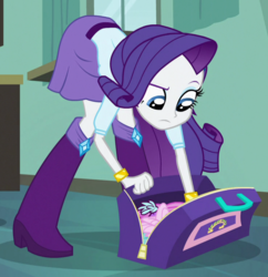 Size: 737x761 | Tagged: safe, screencap, rarity, equestria girls, g4, bag, bent over, boots, bracelet, cropped, female, high heel boots, jewelry, solo