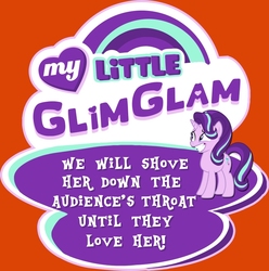 Size: 793x800 | Tagged: safe, starlight glimmer, pony, unicorn, g4, debate in the comments, drama, female, grin, nervous, nervous smile, op is a duck, op is trying to start shit, op started shit, red background, simple background, smiling, solo, starlight drama, text, title card