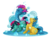 Size: 1000x787 | Tagged: safe, artist:jullelin, bubbles (g1), fizzy, wave jumper, earth pony, pony, sea pony, unicorn, g1, playing, raised hoof, simple background, transparent background, trio