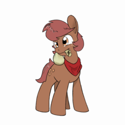 Size: 870x870 | Tagged: safe, artist:trickydick, oc, oc only, oc:cassius, earth pony, pony, bag, bandana, mouth hold, simple background, solo, white background