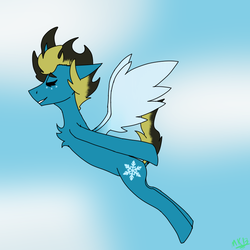 Size: 844x844 | Tagged: safe, artist:moonaknight13, oc, oc only, alicorn, pony, alicorn oc, cloud, cloudy, eyes closed, falling, freefall, sky, smiling, solo