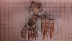 Size: 3264x1836 | Tagged: safe, artist:l.scratch, oc, oc only, pony, drinking, graph paper, lined paper, solo, traditional art