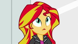 Size: 1904x1090 | Tagged: safe, screencap, sunset shimmer, equestria girls, g4, my little pony equestria girls: rainbow rocks, clothes, female, jacket, leather jacket, solo