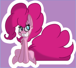 Size: 721x647 | Tagged: safe, artist:clustoon, pinkie pie, earth pony, pony, g4, female, simple background, sitting, smiling, solo