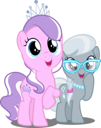 Size: 3946x5000 | Tagged: safe, artist:dashiesparkle, artist:parclytaxel, diamond tiara, silver spoon, pony, crusaders of the lost mark, .svg available, absurd resolution, adorabullies, cute, raised hoof, simple background, smiling, transparent background, vector