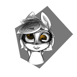 Size: 600x600 | Tagged: safe, artist:limchph2, derpy hooves, pegasus, pony, g4, female, mare, monochrome, partial color, solo