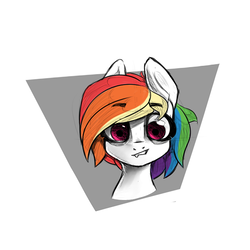 Size: 600x600 | Tagged: safe, artist:limchph2, rainbow dash, pony, g4, bust, female, partial color, portrait, simple background, solo