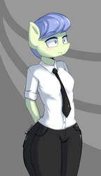 Size: 841x1462 | Tagged: safe, artist:bumpywish, oc, oc only, unnamed oc, anthro, clothes, female, solo, suit