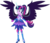 Size: 6121x5218 | Tagged: safe, artist:osipush, sci-twi, twilight sparkle, equestria girls, g4, my little pony equestria girls: legend of everfree, absurd resolution, alternate universe, boots, commission, corrupted, crystal guardian, female, glowing horn, high heel boots, horn, midnight sparkle, ponied up, ponytail, simple background, solo, sparkles, spread wings, super ponied up, transparent background, vector, wings