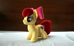 Size: 2048x1281 | Tagged: safe, artist:egalgay, apple bloom, earth pony, pony, g4, handmade, irl, photo, plushie, solo, toy
