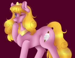 Size: 1000x777 | Tagged: safe, artist:inutatos, pony, crown, disney, female, jewelry, mare, one eye closed, plushie, ponified, princess aurora, regalia, sleeping beauty, solo