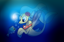 Size: 2743x1828 | Tagged: dead source, safe, artist:supercoco142, princess skystar, angler fish, fish, seapony (g4), g4, my little pony: the movie, angler seapony, bubble, female, glowing, solo, underwater