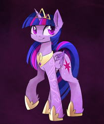 Size: 2005x2383 | Tagged: safe, artist:magnaluna, twilight sparkle, alicorn, pony, g4, female, high res, jewelry, raised hoof, regalia, smiling, solo, twilight sparkle (alicorn)