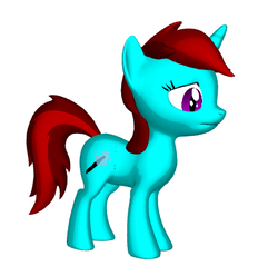 Size: 401x397 | Tagged: safe, oc, oc only, oc:isabelleheart, alicorn, bat pony, bat pony alicorn, pony, unicorn, wingless bat pony, 3d, 3d pony creator, amputee, daughter, parents:micender, solo, tragic backstory, wingless