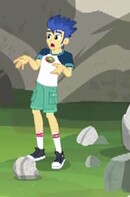 Size: 130x197 | Tagged: safe, screencap, flash sentry, equestria girls, g4, my little pony equestria girls: legend of everfree, clothes, converse, male, rock, shoes, shorts, sneakers, socks, solo