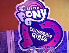 Size: 223x173 | Tagged: safe, equestria girls, g4, doll, equestria girls logo, equestria girls minis, irl, my little pony logo, photo, toy, toy fair, toy fair 2017