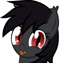 Size: 512x512 | Tagged: safe, artist:the smiling pony, oc, oc only, oc:qetesh, bat pony, pony, g4, .svg available, bust, derpibooru badge, looking at you, portrait, raspberry, simple background, smiling, solo, svg, tongue out, transparent background, vector