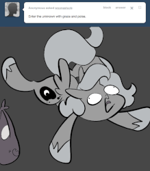 Size: 666x761 | Tagged: safe, artist:egophiliac, princess luna, pony, moonstuck, g4, animated, ask, derp, female, filly, flailing, gif, lunar stone, majestic as fuck, marauder's mantle, monochrome, open mouth, partial color, solo, tongue out, tumblr, woona, woonoggles, younger