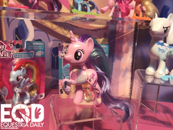 Size: 1200x900 | Tagged: safe, applejack, pinkie pie, rainbow dash, soarin', starlight glimmer, pony, g4, my little pony: the movie, official, brushable, irl, photo, toy, toy fair, toy fair 2017