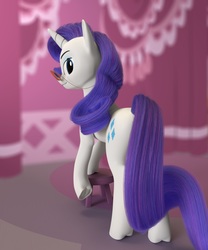 Size: 1810x2180 | Tagged: safe, artist:meshnotfound, rarity, pony, unicorn, g4, 3d, blender, carousel boutique, eyeshadow, female, glasses, looking at you, makeup, mare, simple background, solo, underhoof