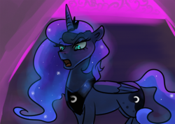 Size: 1200x852 | Tagged: safe, artist:mylittlegodzilla, princess luna, pony, g4, female, frown, open mouth, solo