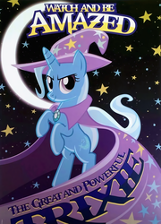 Size: 1044x1448 | Tagged: artist needed, source needed, safe, trixie, pony, unicorn, g4, bipedal, cape, clothes, confident, female, happy, hat, mare, poster, san diego comic con, sdcc 2014, smiling, solo, trixie's cape, trixie's hat